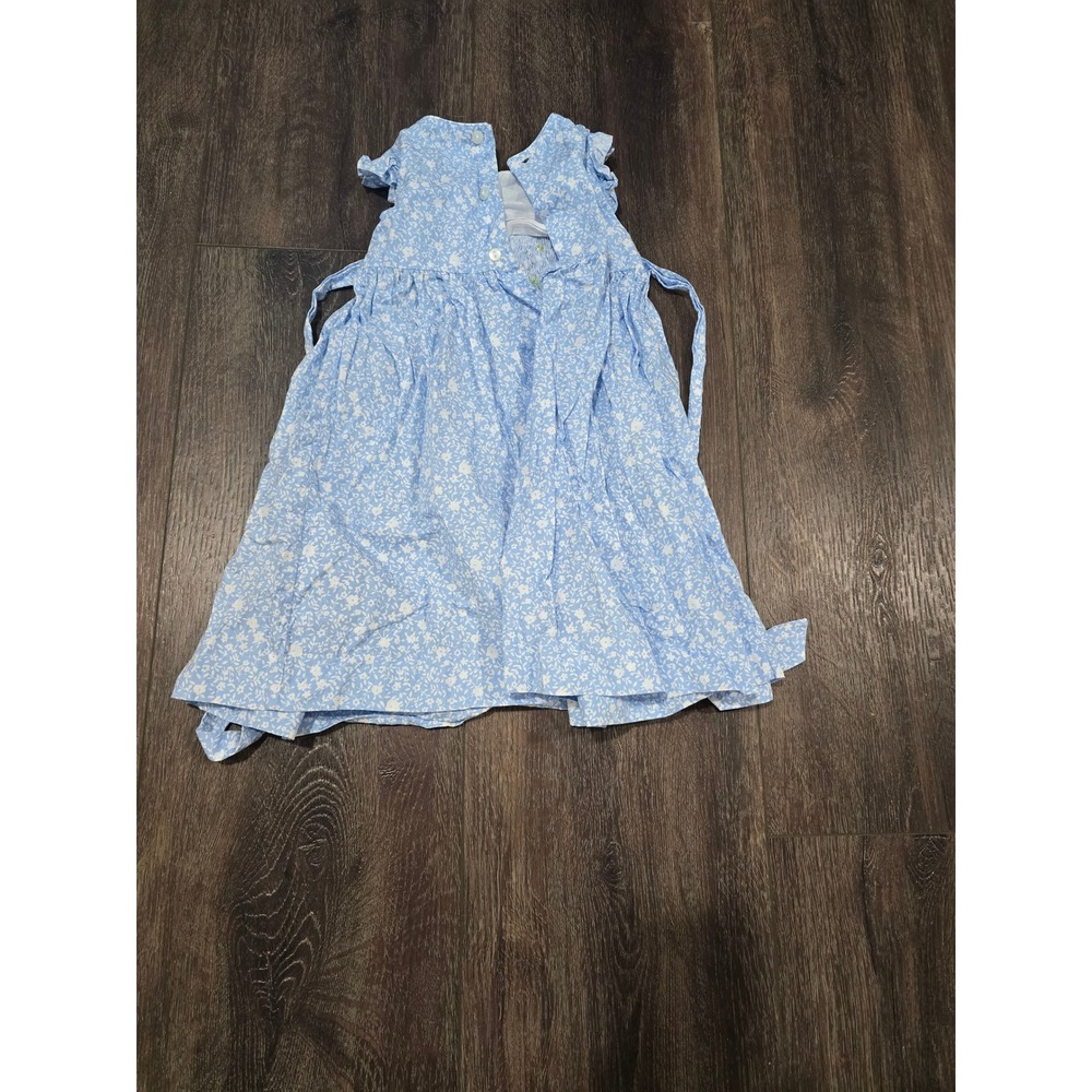 Edgehill Collection Toddler Girls Blue Smocked Floral Dress 2T Flutter Sleeve - Picture 3 of 3
